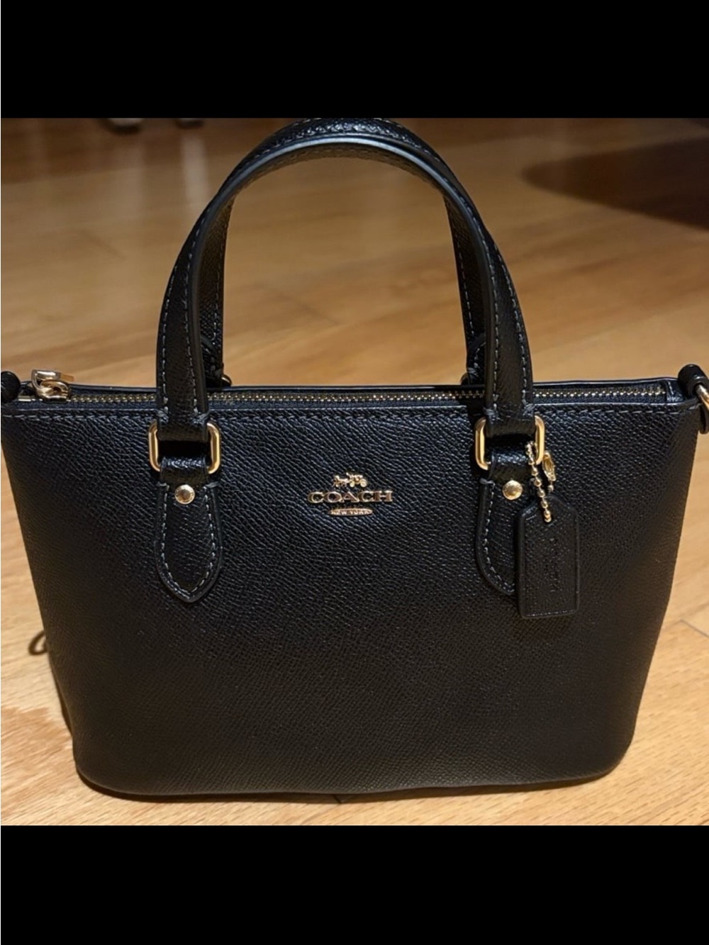 Coach Mini Gallery Black Leather Tote Bag